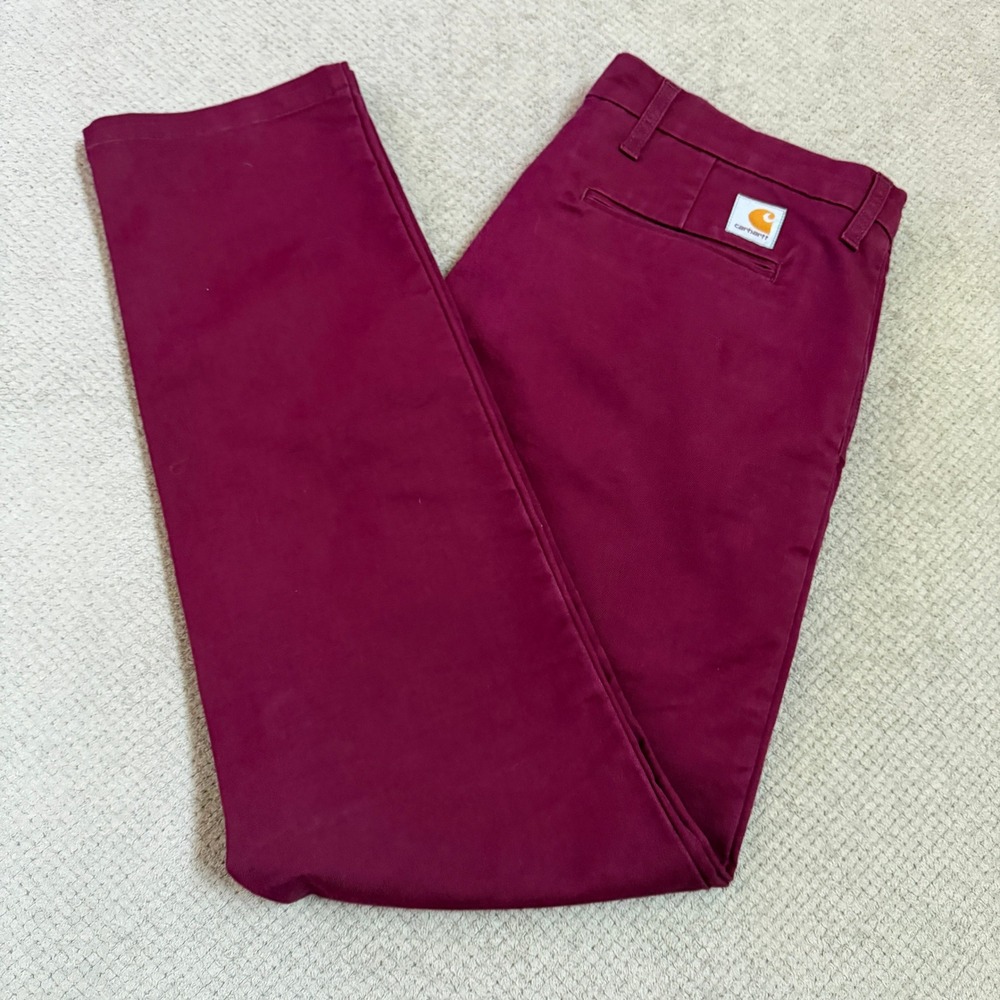 Carhartt WIP Sid Pant Maroon Chino Trousers Slim Tapered 33x32 2010s